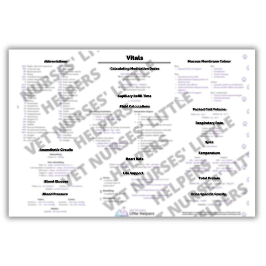 Vitals Poster - Vet Nurses Little Helpers