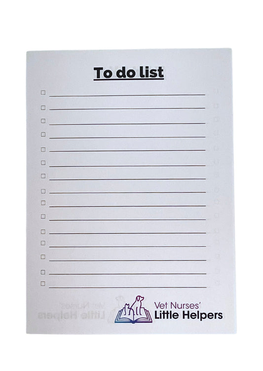 To Do List Notepad - Vet Nurses Little Helpers