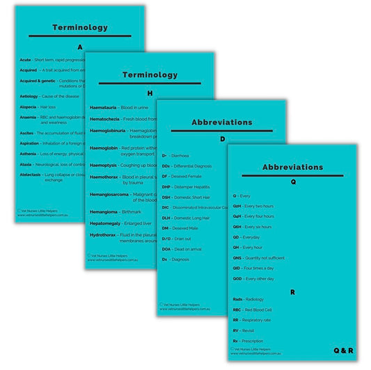 Terminology and Abbreviations Flash Card Set - Digital Version - Vet Nurses Little Helpers